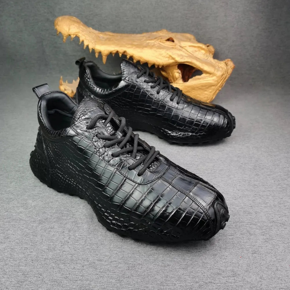 Crocodile Leather Sneakers Men – Genuine Black Exotic Luxury Shoes