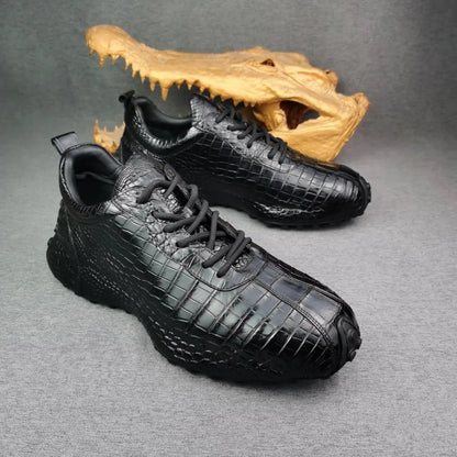 Crocodile Leather Sneakers Men – Genuine Black Exotic Luxury Shoes