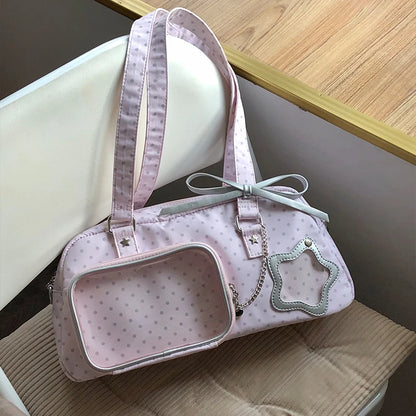 Kawaii Polka Dot Ita Bag – Y2K Clear Pocket Crossbody