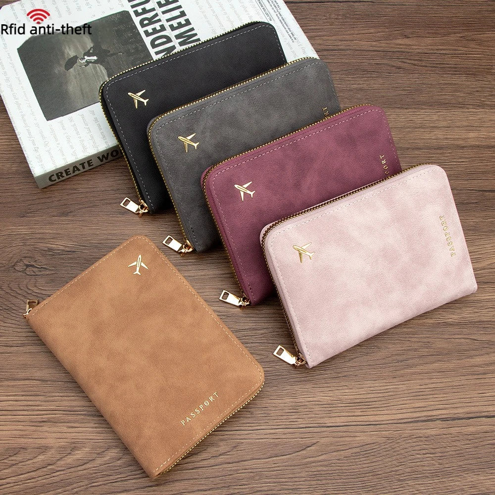 RFID Blocking Passport Wallet with Zipper – Travel Organizer & Card Holder