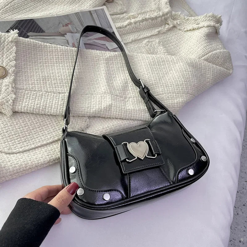 PU Leather Bow Shoulder Bag – Trendy Underarm Handbag for Women