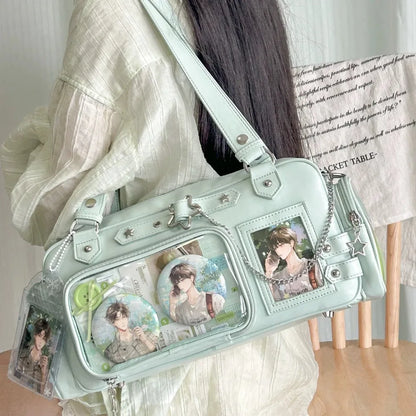 Transparent Ita Bag – Y2K Harajuku Star Chain Crossbody Shoulder Bag