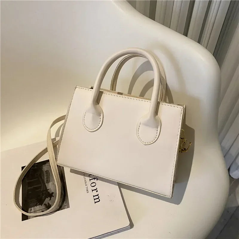 Minimalist Small Square Handbag Top Handle Crossbody Purse for Women