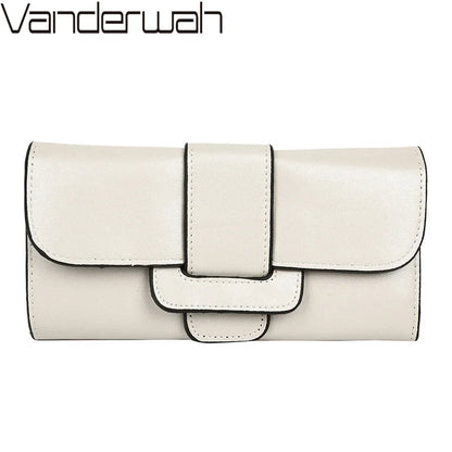 Women's Long Leather Wallet – Vintage Trifold Clutch Purse with Phone Pocket