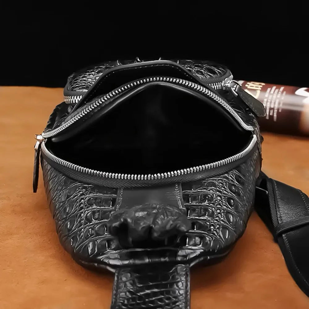 Crocodile Leather Men's Sling Bag – Business Crossbody