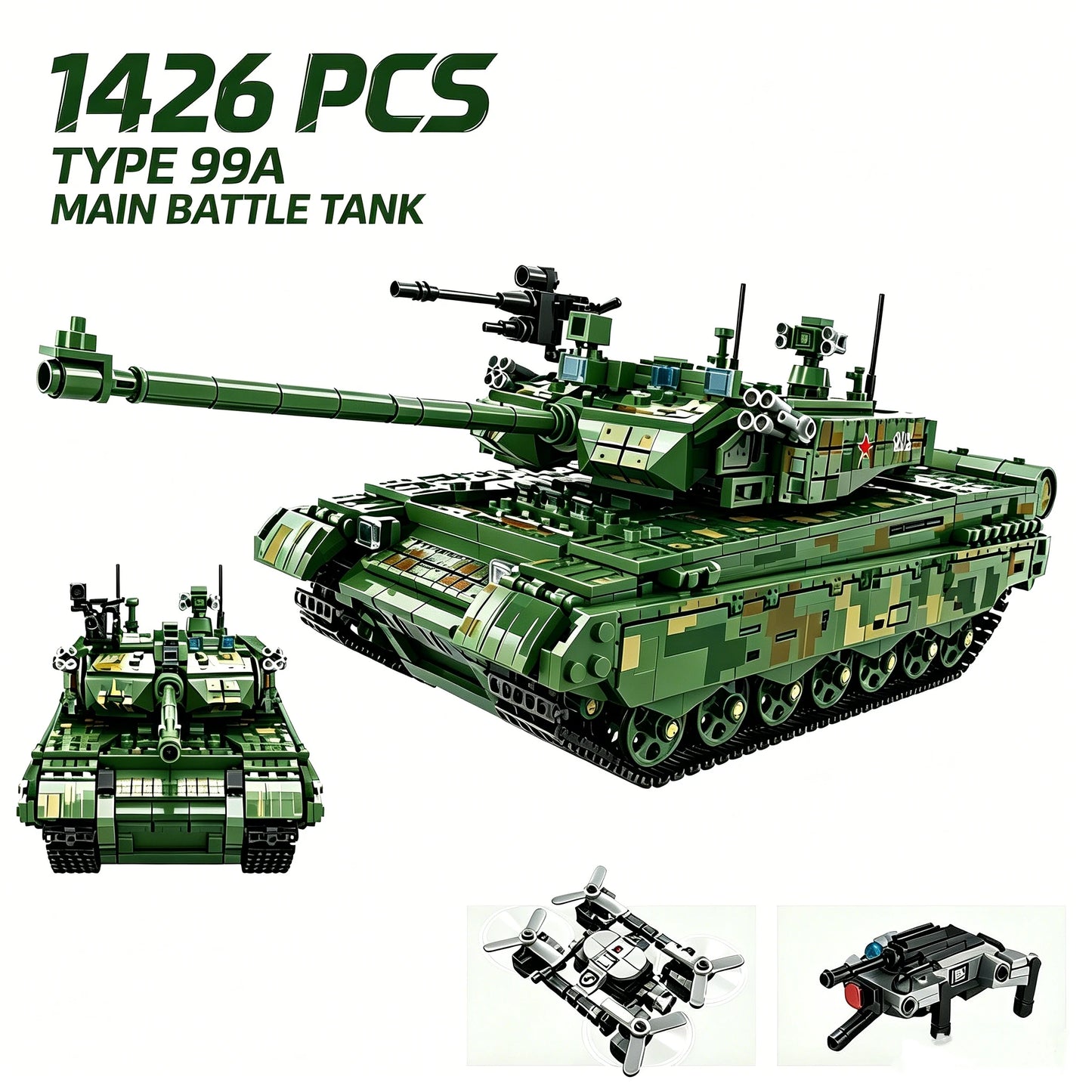 Type 99A Main Battle Tank Building Blocks Set – 1426 Pcs Military Bricks Model