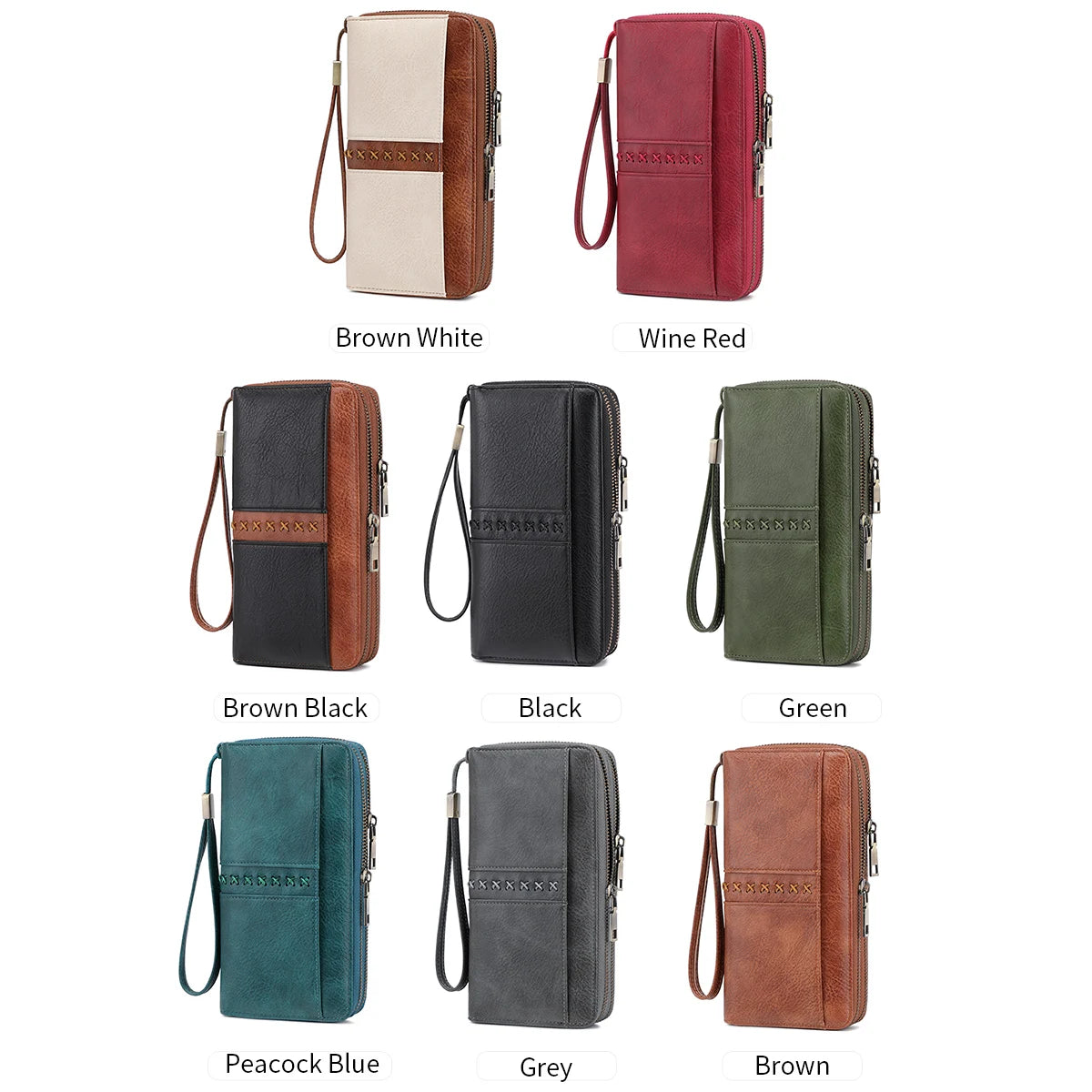 RFID Women's Long Wallet – Double Zipper Large Capacity Wristlet