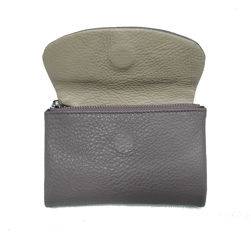 Genuine Leather Women's Short Wallet with Rainbow Interior