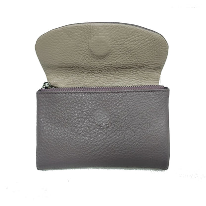 Genuine Leather Women's Short Wallet with Rainbow Interior