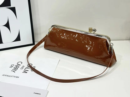 Style Hardware Clip Bag French Women S Pu Leather Single Shoulder Cross-Body Casual Handbag
