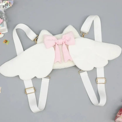 Kawaii Devil Wings Plush Backpack Y2K Lolita Cosplay Bag