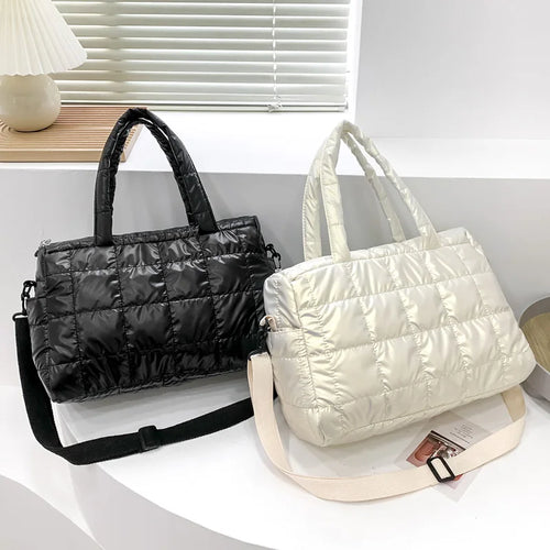 Quilted Puffer Tote Bag for Women – Padded Shoulder Bag