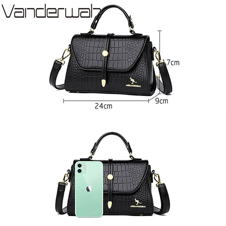 Crocodile Pattern Leather Crossbody Bag for Women