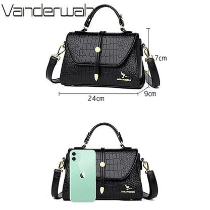 Crocodile Pattern Leather Crossbody Bag for Women