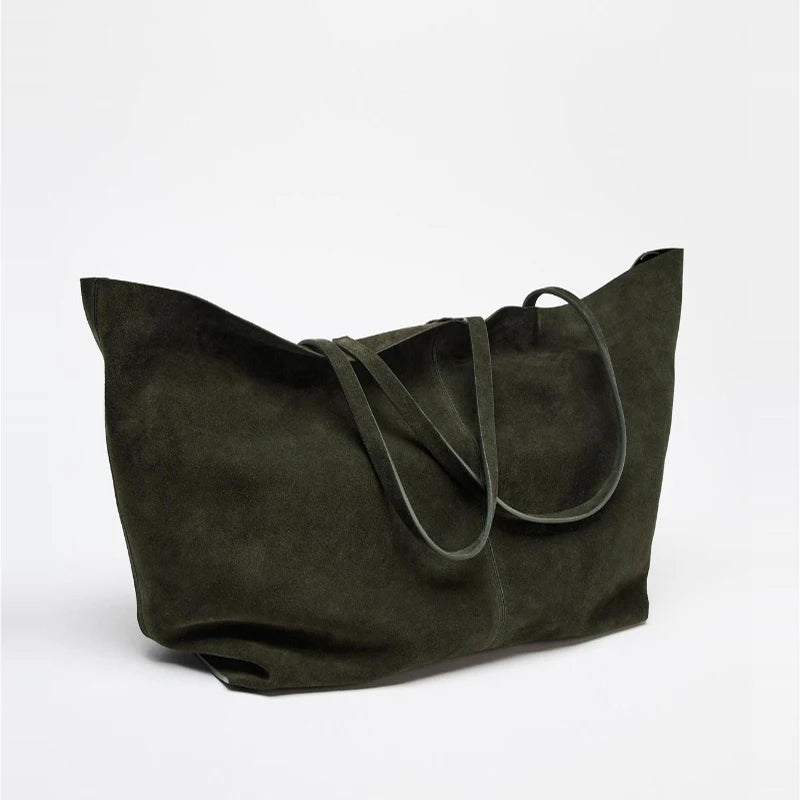 Vintage Leather Tote Bag – Large Capacity Shoulder Handbag for Women