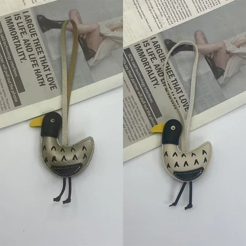 Duck Bag Charm Keychain – Cute Cartoon Leather Bag Pendant