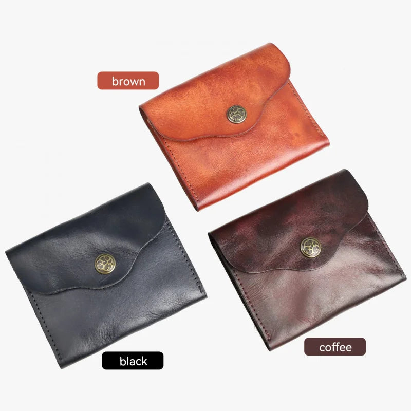 Slim Minimalist Leather Wallet – Handmade Card & Coin Holder for Men & Women