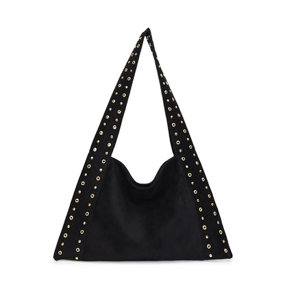 Frosted Leather Rivet Hobo Tote Bag – Women's Large Capacity Shoulder Bag