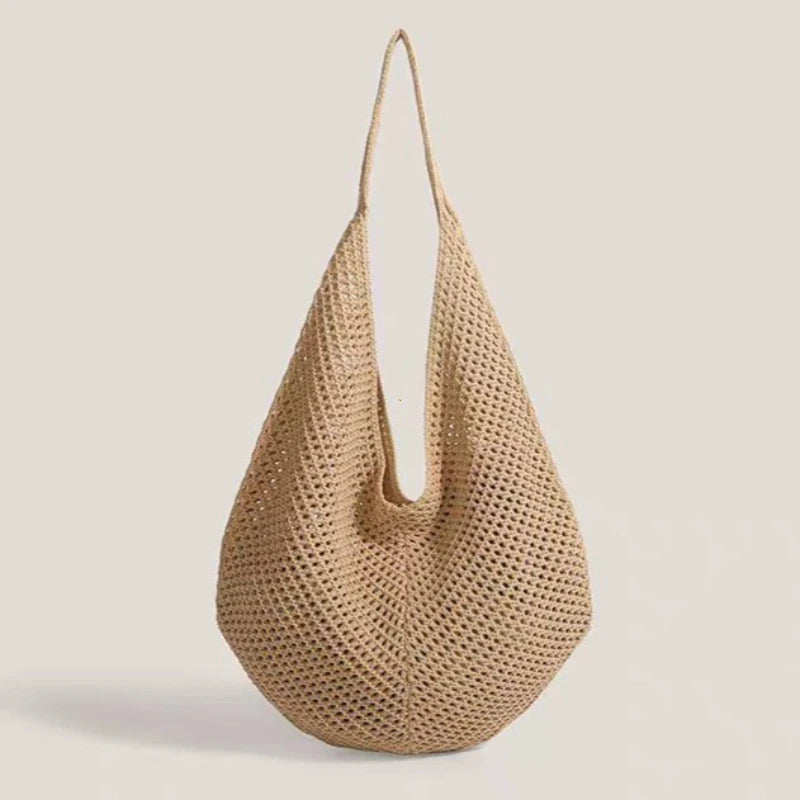 Woven Shoulder Bag - Hollow Crochet Tote Handbag Summer