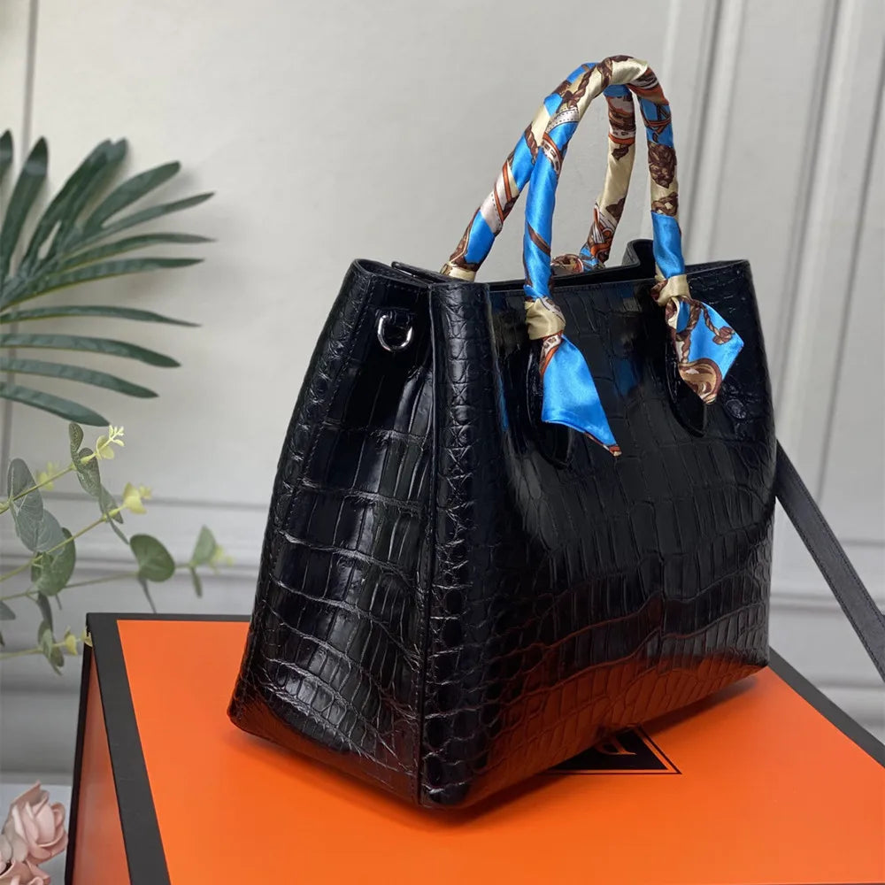 Genuine Crocodile Leather Handbag – Large Capacity Luxury Tote