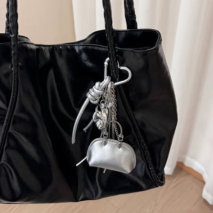 Heart Keychain Bag Charm with Mini PU Leather Purse Pendant