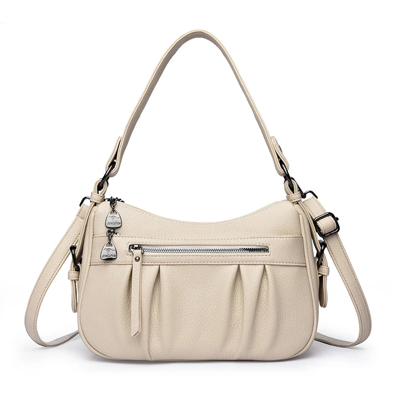 Women's PU Leather Tote Bag – 2-Layer Crossbody & Top-Handle Handbag