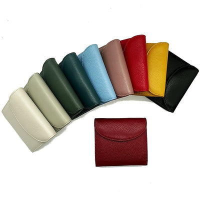 Women's Genuine Leather Short Wallet – Flap Closure with Card Holders