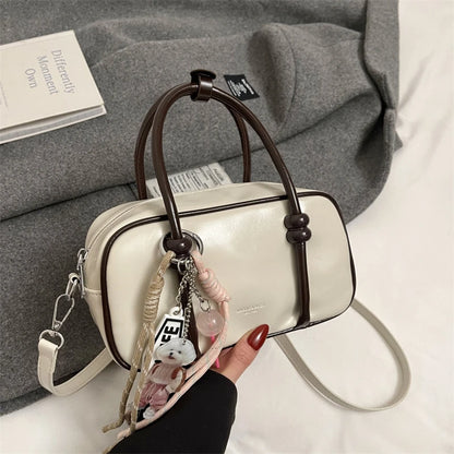 Moods Mini Square Top-Handle Bags Women Contrast Color Small Boston Shoulder Crossbody Bag Luxury