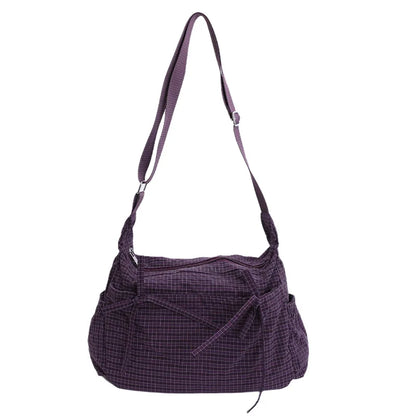 Retro Grid Shoulder Bag – Large Capacity Korean Crossbody