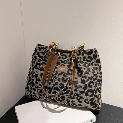 Leopard Print Tote Bag for Women – Large Capacity Shoulder Handbag