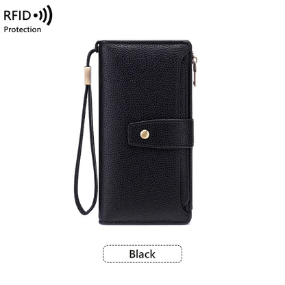 RFID Blocking Large Capacity Leather Wallet for Women