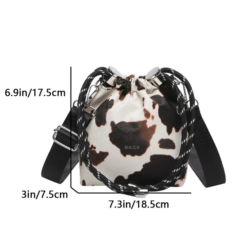 Leopard Print Mini Crossbody Bucket Bag for Women