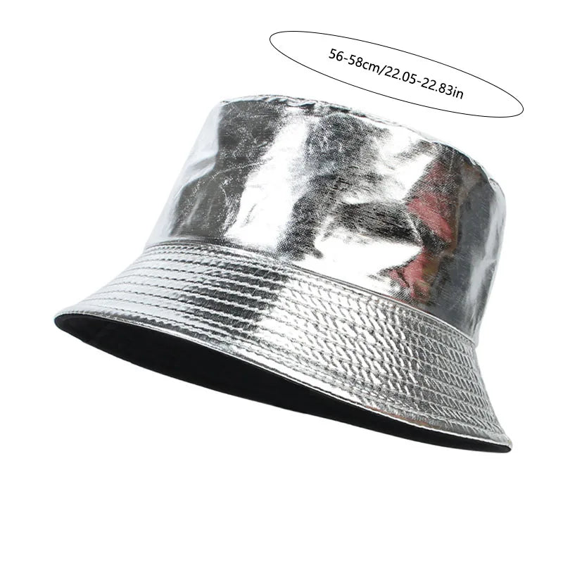 Reversible Faux Leather Bucket Hat for Women – Waterproof PU