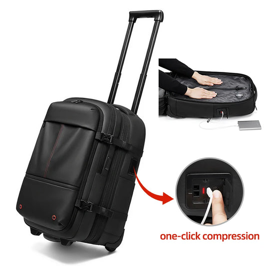 Wheeled Travel Backpack – Vacuum Compression Trolley Bag for Business
