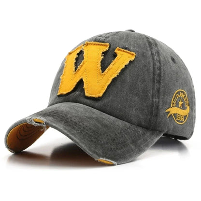 W Embroidery Snapback Baseball Cap – Unisex Cotton Hip Hop Hat