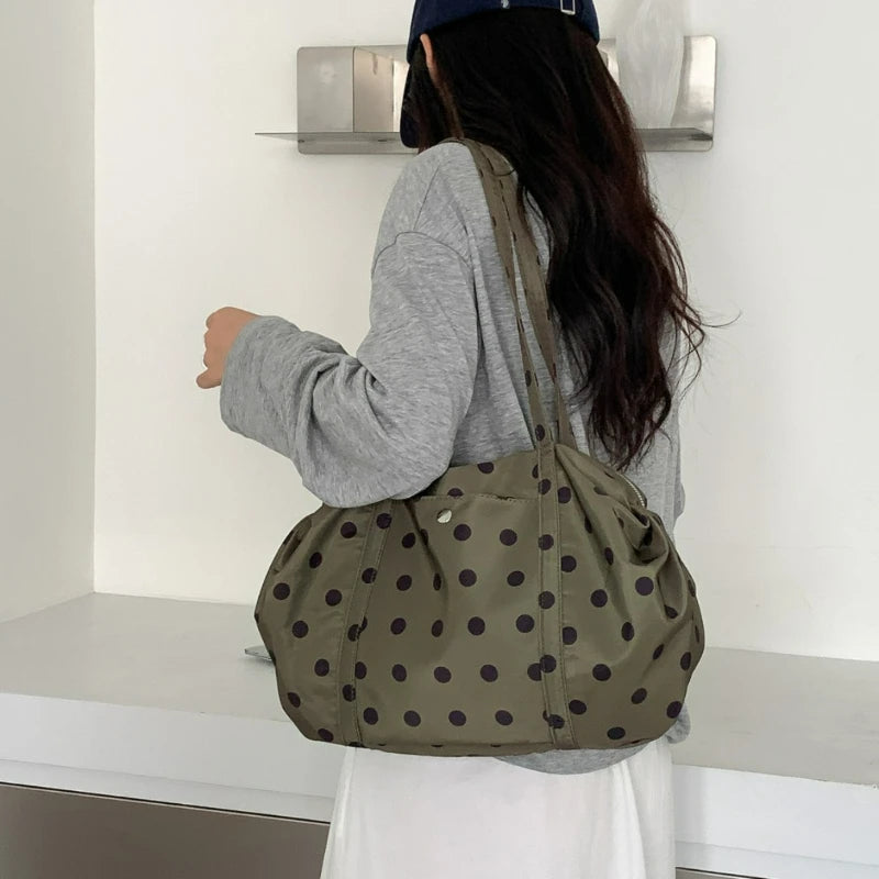 Cute Korean Style Handle Bag Casual Polka Dot Tote