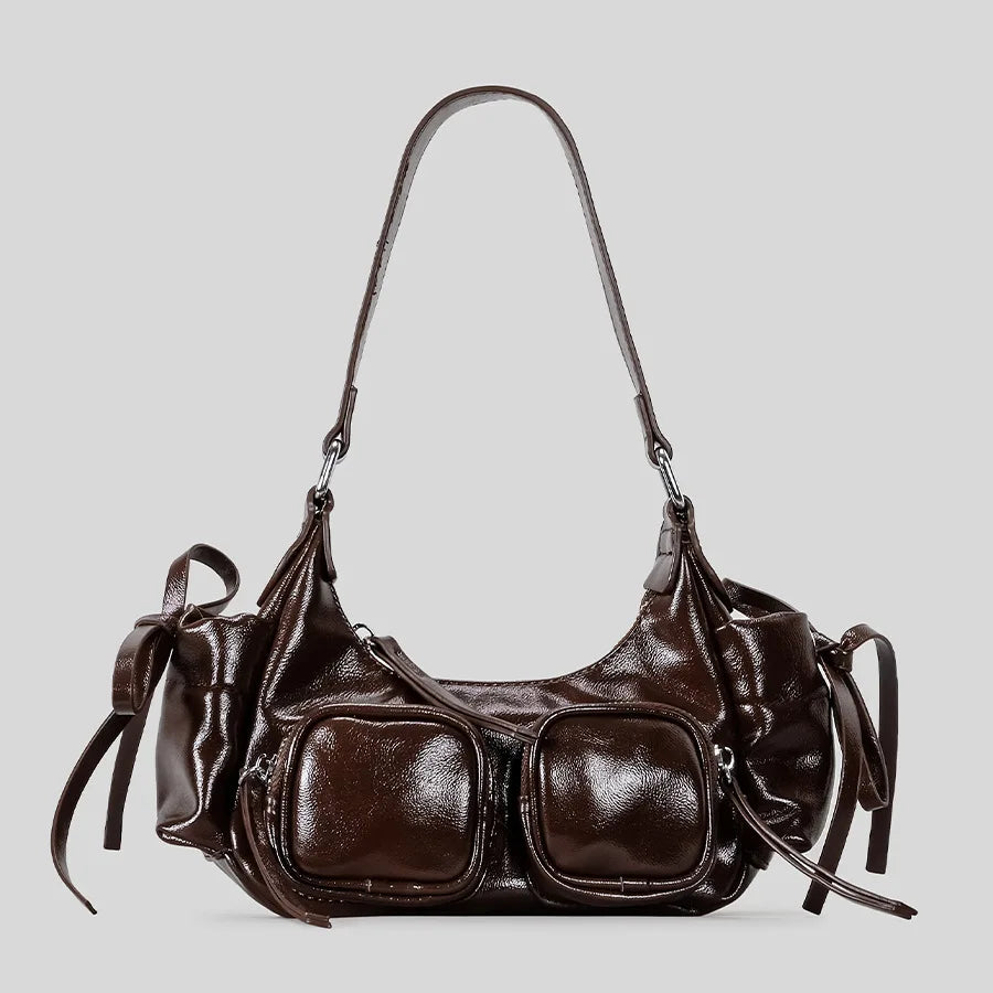 Vintage Multiple Pockets Underarm Bag Designer Women Shoulder Bags Luxury Pu Leather Crossbody Y2k