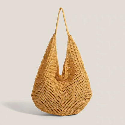 Women's Hollow Woven Crochet Tote Bag – Large Capacity Shoulder Handbag
