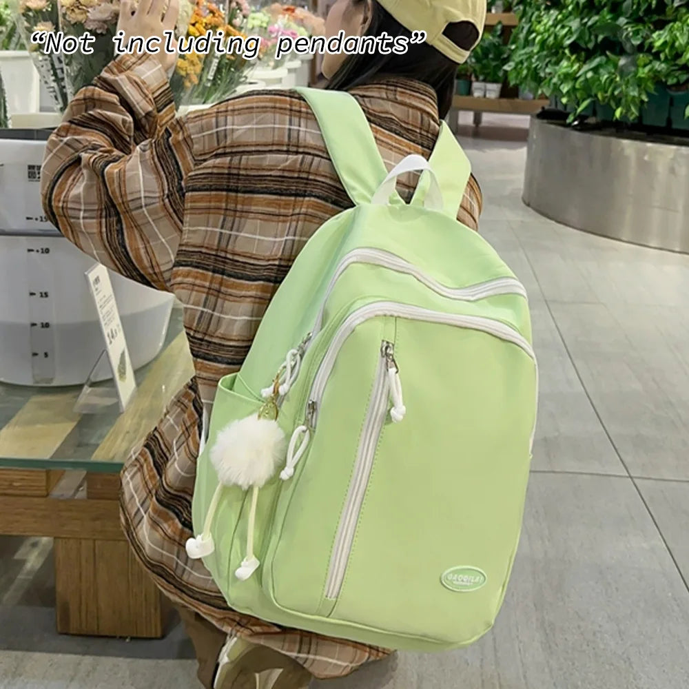 Lightweight Nylon School Backpack – Minimalist Solid Color