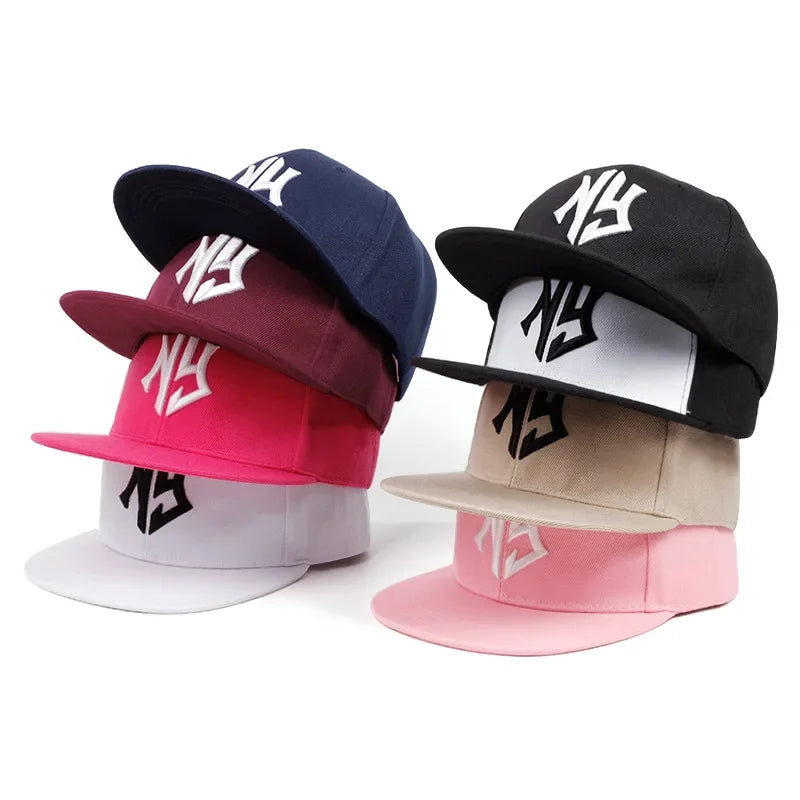 NY Embroidery Snapback Baseball Cap – Unisex Flat Brim Hat