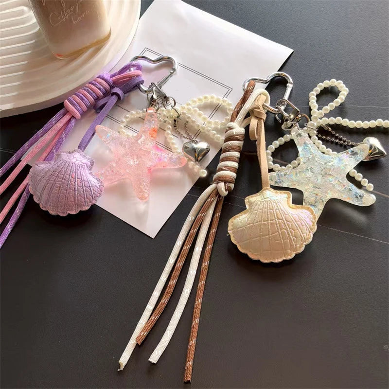 Ocean Starfish Beaded Keychain – Cute Bag Charm with Tassel