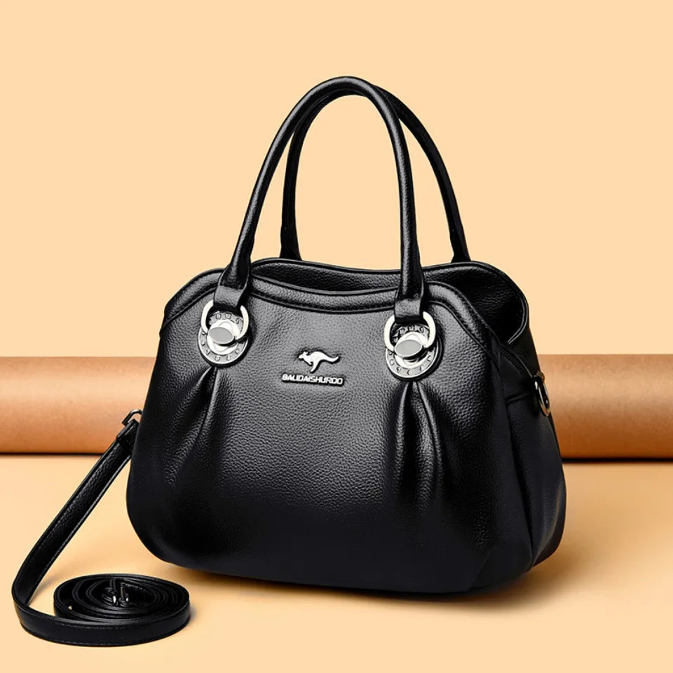 Soft PU Leather Handbag for Women – 3-Layer Shoulder & Crossbody Bag