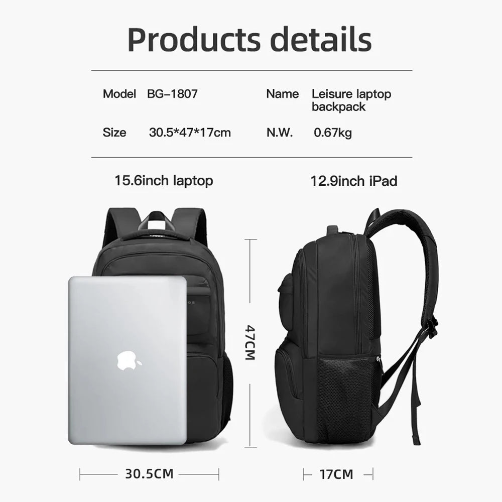 Bange Large Capacity Waterproof Backpack 15.6" – Unisex Travel & School Bag