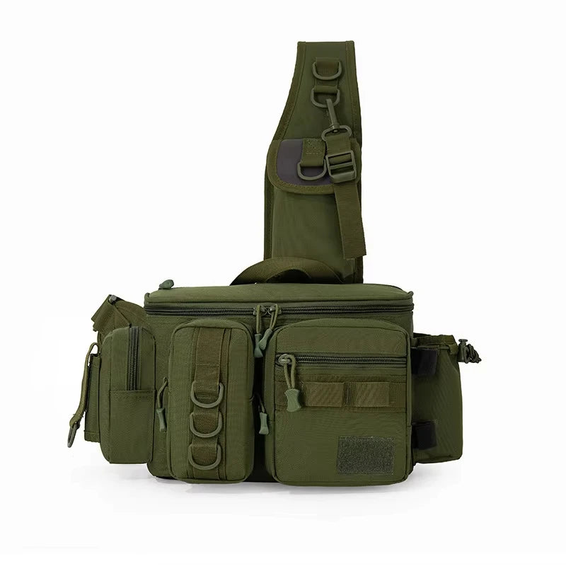 Tactical Fishing Tackle Bag with Rod Holder – Outdoor Waist Pack