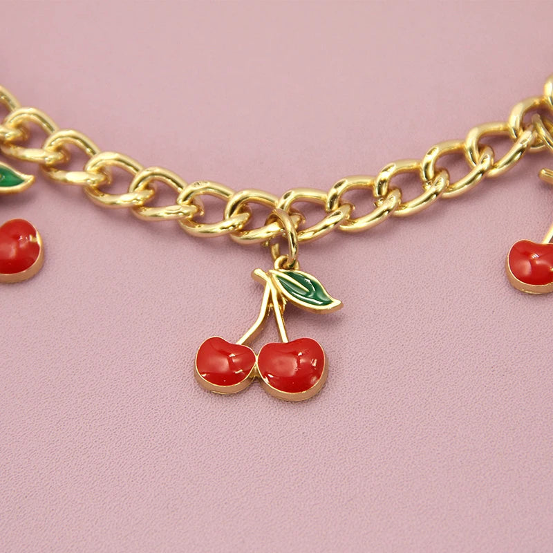 Cherry Charm Bag Chain Extension with Gold-Tone Clips