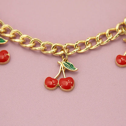 Cherry Charm Bag Chain Extension with Gold-Tone Clips