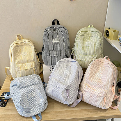 Cute Pastel Stripe Backpack for Teen Girls – Soft School Bag