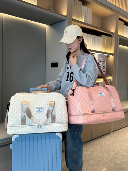 Large Capacity Travel Duffel Bag Quilted Sports Gym Bag