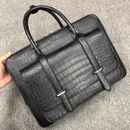 Men's Genuine Crocodile Leather Briefcase – 16" Luxury Laptop Bag