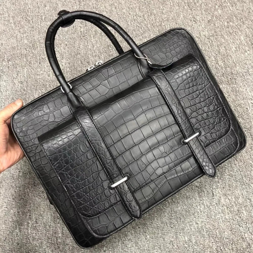 Men's Genuine Crocodile Leather Briefcase – 16" Luxury Laptop Bag